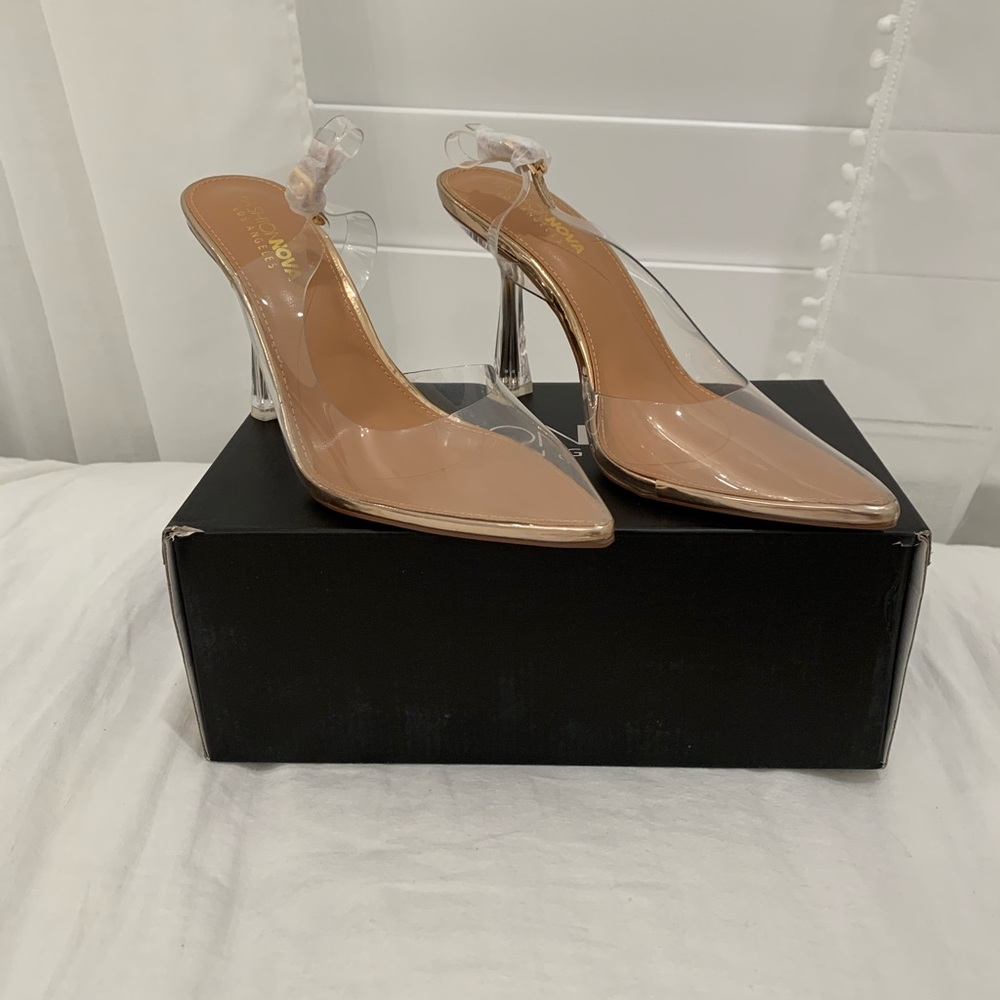 Fashion nova clear and tan heels